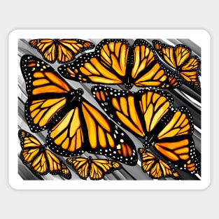 Beautiful monarch butterflies on muted grey background Sticker